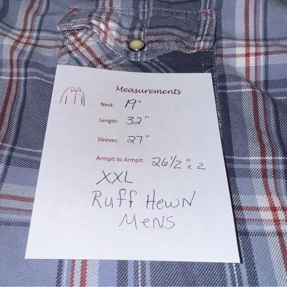 Ruff Hewn Men’s Flannel Shirt SZ XXL Blues Pearl Snaps Yoke 100% Cotton Western - Picture 7 of 7